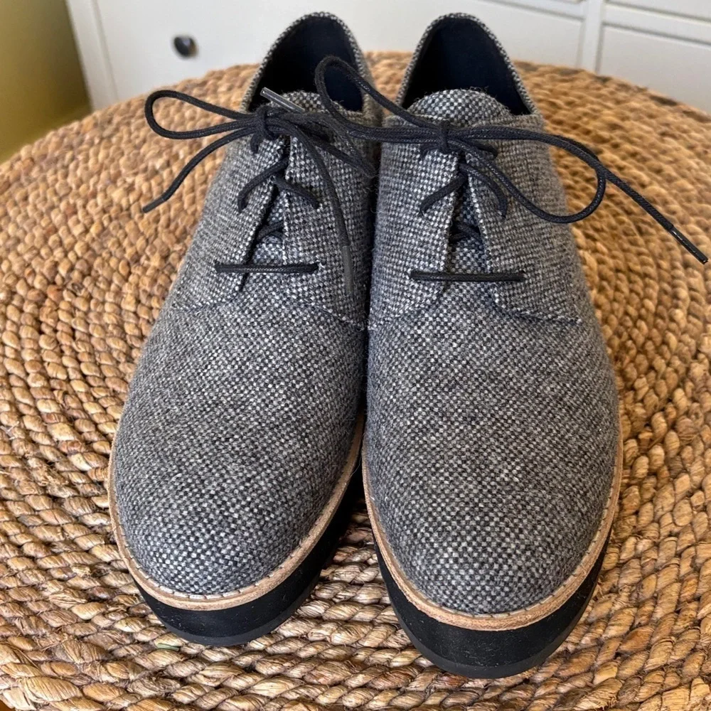 Eileen Fisher Tweed Oxford Lace Up Platform Shoes 8.5